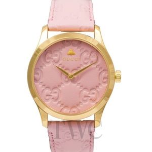 GUCCI G-Timeless 27mm Gold Bee Pastel Pink Watch